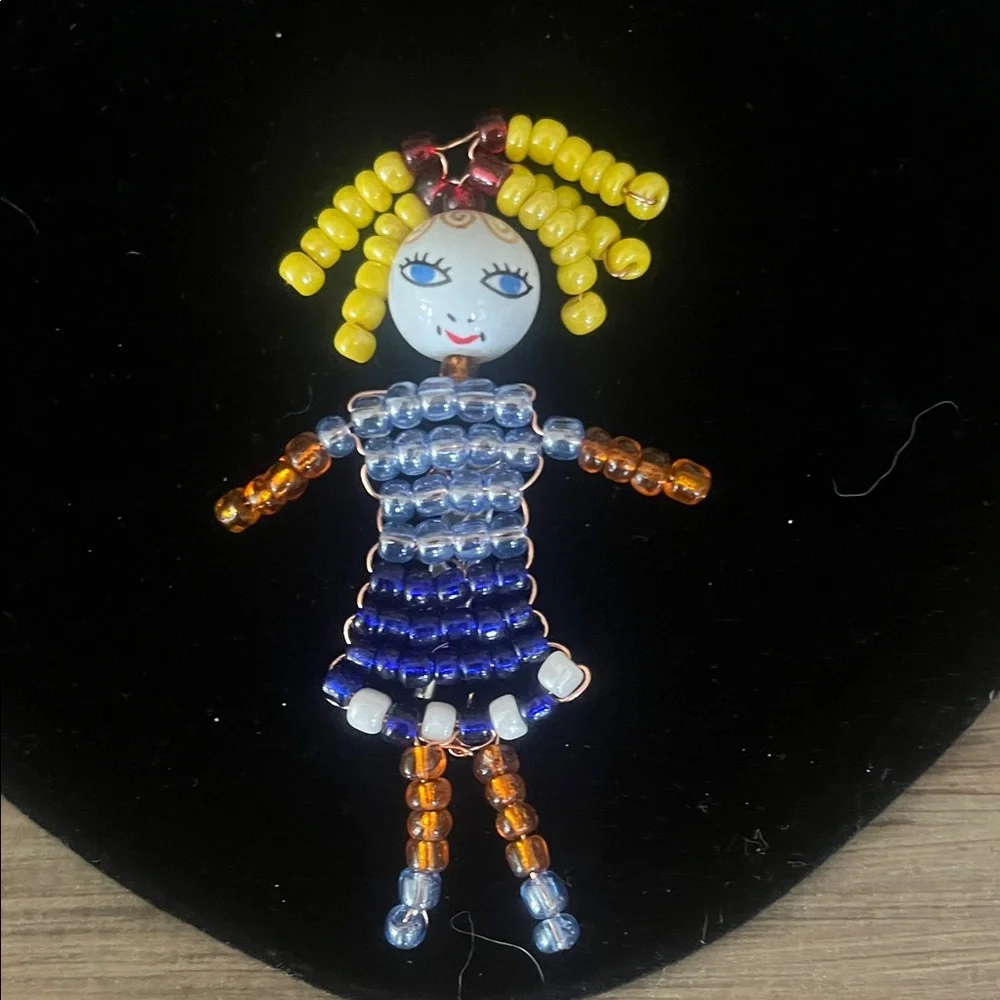 Colorful Beaded Doll Brooch